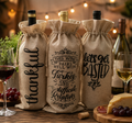 Thanksgiving Burlap Wine Bottle Bags